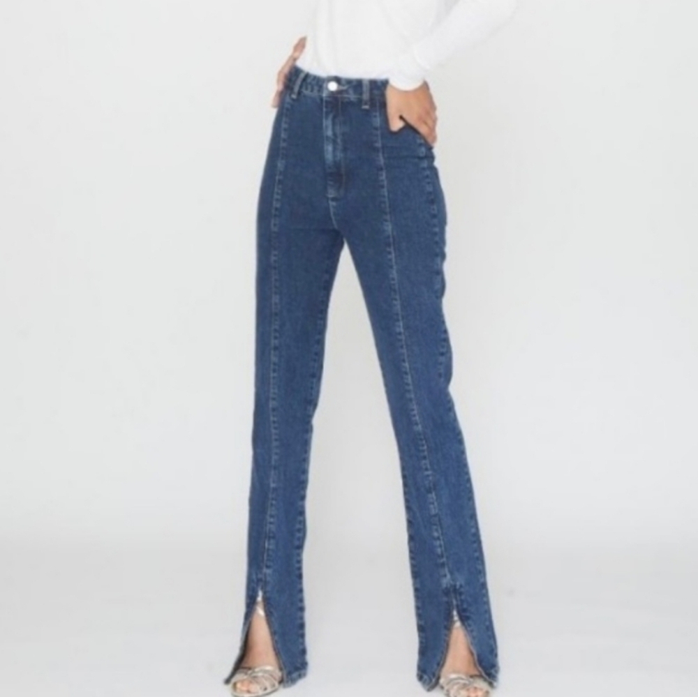 NWT ROTATE Jada Jeans High Waist Zipper Ankle Flare Organic Cotton Size 6
